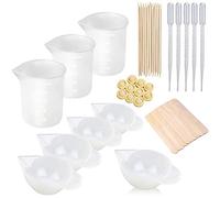 tooloflife Lot de 43 tasses à mesurer en silicone pour résine 100 ml, tasses à mélanger, pipettes, doigtiers et tige pour la fabrication de bijoux en résine époxy