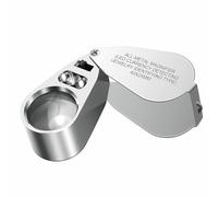 tooloflife Loupe de bijoutier 40X avec lumière, loupe professionnelle pliable en métal avec LED et lumière UV, loupe à main éclairée pour pierres précieuses, jade et détermination des pièces de