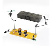 Toolour ClampRex O3-BOX Troisième Main pour Maker - Support compact d'aide à la soudure avec double pinces parallèles, pied magnétique réglable pour platines, câbles fins et composants, pas de rebond