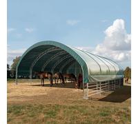 TOOLPORT 10x10 m Abri cheval, Bâche PVC, vert foncé, type de sol : béton - (330709)