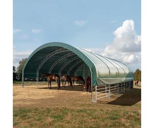 TOOLPORT 10x10 m Abri cheval, Bâche PVC, vert foncé, type de sol : terre - (330708)