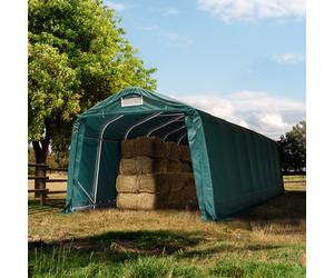 TOOLPORT 3,3x8,4 m Abri foin, PVC 800, vert foncé (type de sol : terre) - (99545)
