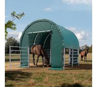 TOOLPORT 3x3 m Abri cheval, Bâche PVC, vert foncé, type de sol : béton - (330667)