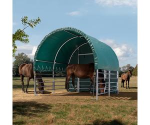 TOOLPORT 3x3 m Abri cheval, Bâche PVC, vert foncé, type de sol : terre - (330668)