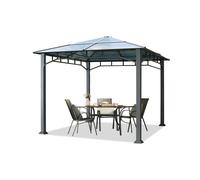 Tonnelle de jardin 3x3m plaque polycarbonate 8 mm gris imperméable Intent24.fr