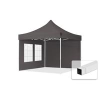 TOOLPORT 3x3 m Tonnelle pliante Acier, PES 700, côtés avec fenêtres, gris foncé - (59037)