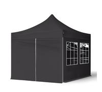 TOOLPORT 3x3 m Tonnelle pliante Acier, PES 700, côtés avec fenêtres, noir - (581830)