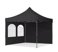 TOOLPORT 3x3 m Tonnelle pliante Acier, PES 750, côtés avec fenêtres, noir - (600001)
