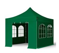 TOOLPORT 3x3 m Tonnelle pliante Acier, PES 750, côtés avec fenêtres, vert foncé - (600019)