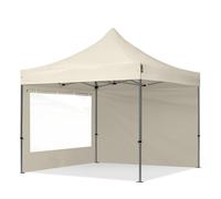 TOOLPORT 3x3 m Tonnelle pliante Acier, PES 750, côtés panoramiques, crème - (600013)