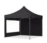 TOOLPORT 3x3 m Tonnelle pliante Acier, PES 750, côtés panoramiques, noir - (600002)