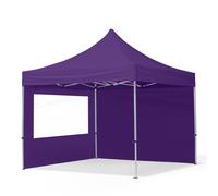 TOOLPORT Tente Pliante 3x3 m - 2 côtés Aluminium Barnum Chapiteau Pliant Tonnelle Stand Paddock Réception Abri PES300 Mauve