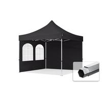 TOOLPORT 3x3 m Tonnelle pliante Alu, PES 800, côtés avec fenêtres, noir - (600164)