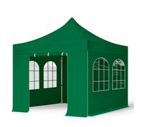 TOOLPORT 3x3 m Tonnelle pliante Alu, PES 800, côtés avec fenêtres, vert foncé - (600138)
