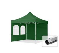TOOLPORT 3x3 m Tonnelle pliante Alu, PES 800, côtés avec fenêtres, vert foncé - (600166)