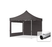 TOOLPORT 3x3 m Tonnelle pliante Alu, PES 800, côtés panoramiques, gris foncé - (600167)