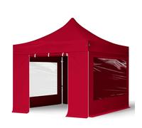 TOOLPORT 3x3 m Tonnelle pliante Alu, PES 800, côtés panoramiques, rouge - (600155)