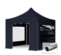 TOOLPORT 3x3 m Tonnelle pliante Alu, PVC 850, côtés panoramiques, noir - (59138)