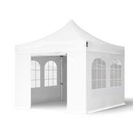TOOLPORT 3x3 m Tonnelle pliante Alu, PVC 850, côtés avec fenêtres, blanc - (578958)