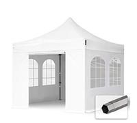 TOOLPORT 3x3 m Tonnelle Tente Pliante Barnum Acier, PES 750, côtés avec fenêtres, Blanc