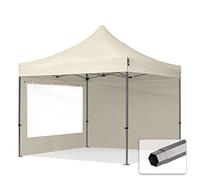 TOOLPORT 3x3 m Tonnelle Tente Pliante Barnum Acier, PES 750, côtés panoramiques, crème