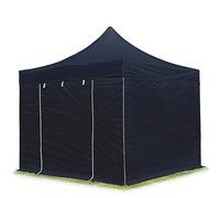 TOOLPORT 3x3 m Tonnelle Tente Pliante Barnum Acier, PES 750, côtés sans fenêtre, Noir