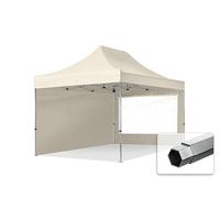 TOOLPORT 3x4,5 m Tonnelle Pliante Alu, PES 800, côtés panoramiques, crème