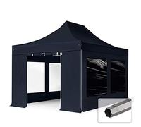 TOOLPORT 3x4,5 m Tonnelle Tente Pliante Barnum Acier, PES 750, côtés panoramiques, Noir