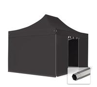 TOOLPORT 3x4,5 m Tonnelle Tente Pliante Barnum Acier, PVC 800, Anti-feu, côtés sans fenêtre, Noir