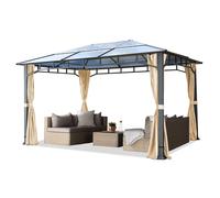 Tonnelle de jardin 3x4m plaque polycarbonate 8 mm champagne imperméable Intent24.fr