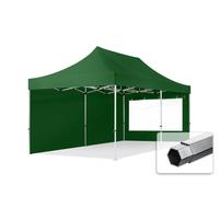 TOOLPORT 3x6 m Tonnelle pliante Alu, PES 800, côtés panoramiques, vert foncé - (600234)