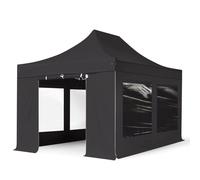 TOOLPORT 3x6 m Tonnelle pliante Alu, PVC 850, côtés panoramiques, noir - (59125)