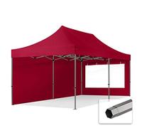 TOOLPORT 3x6 m Tonnelle Tente Pliante Barnum Acier, PES 750, côtés panoramiques, Rouge