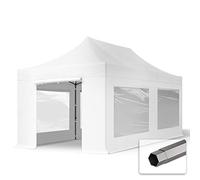 TOOLPORT 3x6 m Tonnelle Tente Pliante Barnum Acier, PVC 800, Anti-feu, côtés panoramiques, Blanc