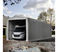 TOOLPORT 4x24 m, Tente garage de stockage, PVC 850, porte 3,5x3,5 m, gris, avec statique (type de sol : béton) - (99405)