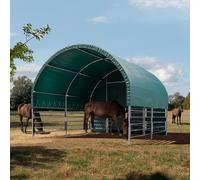 TOOLPORT 4x4 m Abri cheval, Bâche PVC, vert foncé, type de sol : terre - (330612)