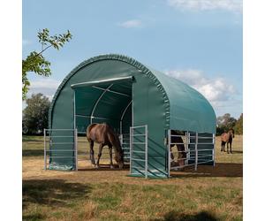 TOOLPORT 4x4 m Abri tunnel, Bâche PVC, vert foncé, type de sol : terre - (330614)