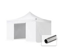 TOOLPORT 4x4 m Tonnelle Tente Pliante Barnum Acier, PES 750, côtés sans fenêtre, Blanc