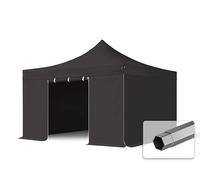 TOOLPORT 4x4 m Tonnelle Tente Pliante Barnum Acier, PES 750, côtés sans fenêtre, Noir