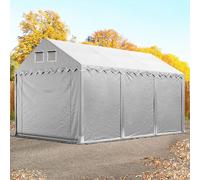 TOOLPORT 4x6 m tente de stockage, PVC 800, H. 2,6 m, gris, avec statique (type de sol : terre) - (49862)