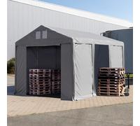 TOOLPORT 4x6 m tente de stockage, PVC 850, H. 3 m avec portes à fermeture éclair, gris, avec statique (type de sol : terre) - (93774)