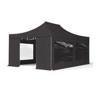 TOOLPORT 4x6 m Tonnelle pliante Alu, PVC 850, côtés panoramiques, noir - (582032)