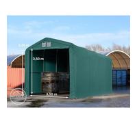 TOOLPORT Wikinger 4x8 m hangar, porte 3,5x3,5 m, toile PVC de 850, vert foncé, avec statique (type de sol : terre) - (49649)