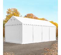 TOOLPORT 4x8 m tente de stockage, PVC 800, H. 2,6 m, blanc, avec statique (type de sol : terre) - (57635)