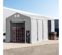 TOOLPORT 5x10 m tente de stockage, PVC 850, H. 3,6 m avec porte actionnée par traction, gris, avec statique (type de sol : béton) - (94022)