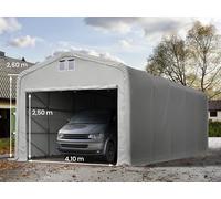 TOOLPORT 5x10 m, Tente garage de stockage, PVC 850, porte 4,1x2,5 m, gris, sans statique - (99481)