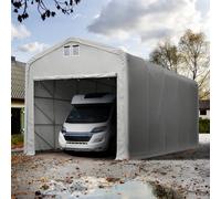 TOOLPORT 5x20 m, Tente garage de stockage, PRIMEtex 2300, porte 4,1x3,5 m, gris, avec statique (type de sol : béton) - (99422)