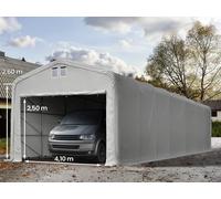 TOOLPORT 5x30 m, Tente garage de stockage, PVC 850, porte 4,1x2,5 m, gris, avec statique (type de sol : béton) - (99417)
