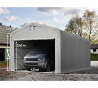 TOOLPORT 5x8 m, Tente garage de stockage, PVC 850, porte 4,1x2,5 m, gris, avec statique (type de sol : terre) - (99402)