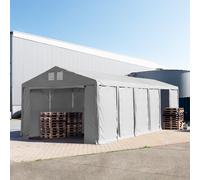 TOOLPORT 6x12 m tente de stockage, PVC 850, H. 3 m avec portes à fermeture éclair, gris, avec statique (type de sol : béton) - (94030)